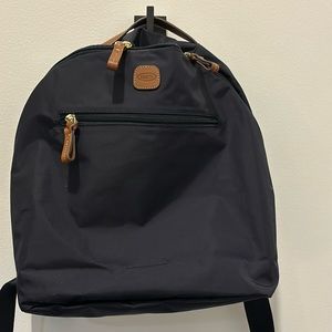 Bric's Black Backpack with Brown Leather Trim